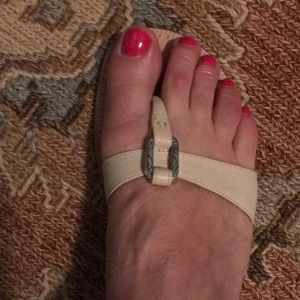 New Brighton cream flip flops.  “Ocean”